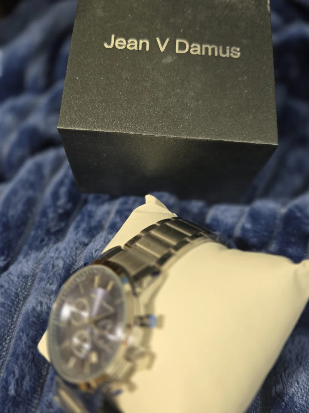 Stainless Steel Smartwatch Bracelet with Blue Protective Clasp Cover